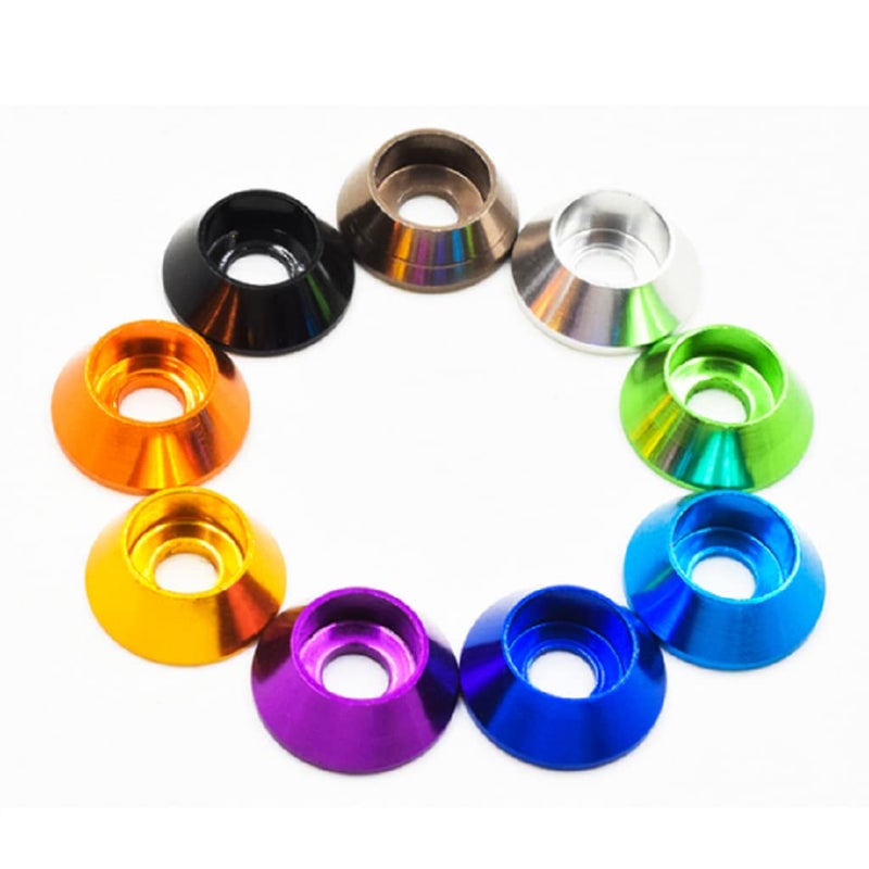 Alextend 20pcs M6 Cone Cup Washers Anodized Aluminum Alloy Screw Gasket Countersunk Washers (Titanium) - Image 5